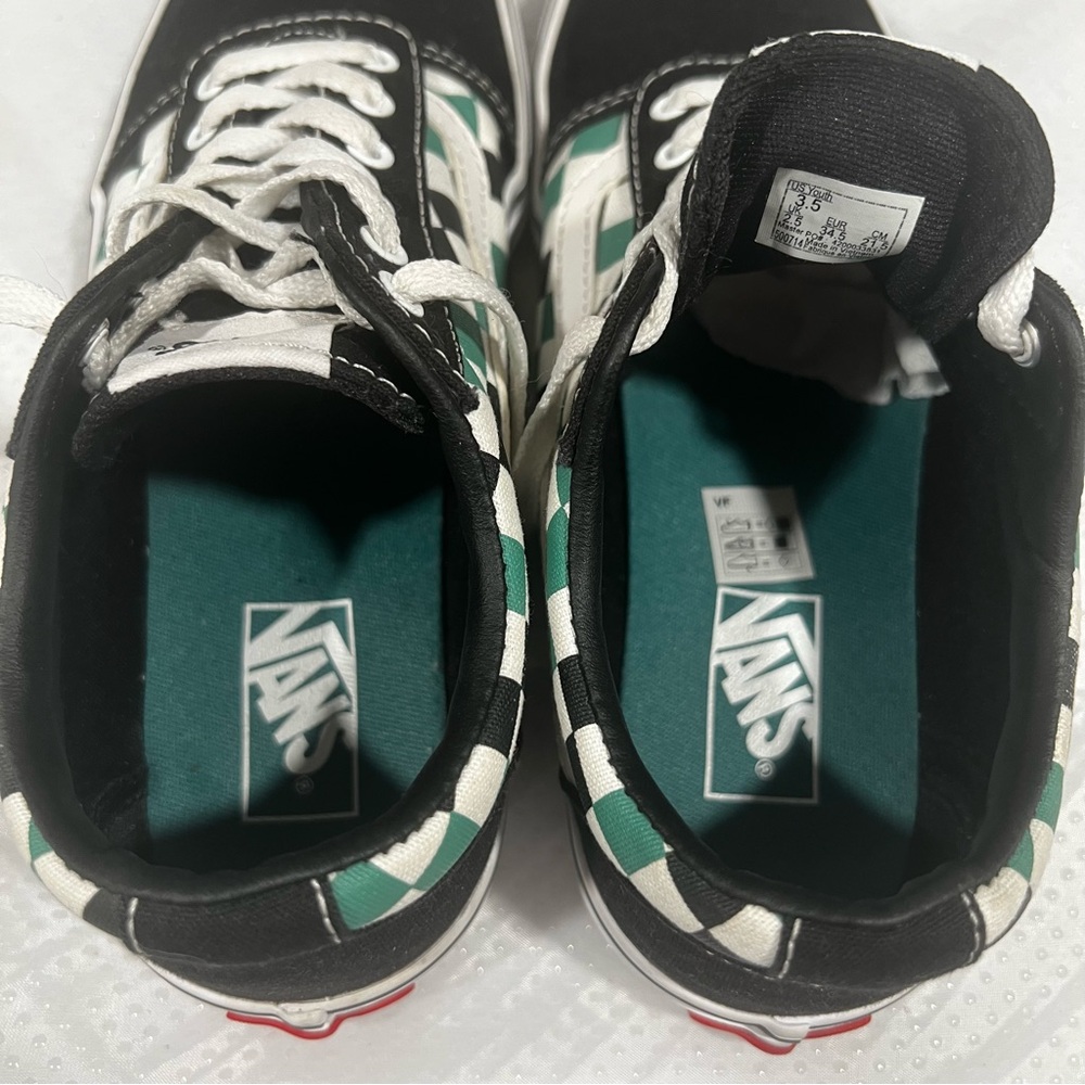 Vans Ward Checkerboard Sneakers Green and Black, Youth Sz 3.5 - Picture 3 of 12